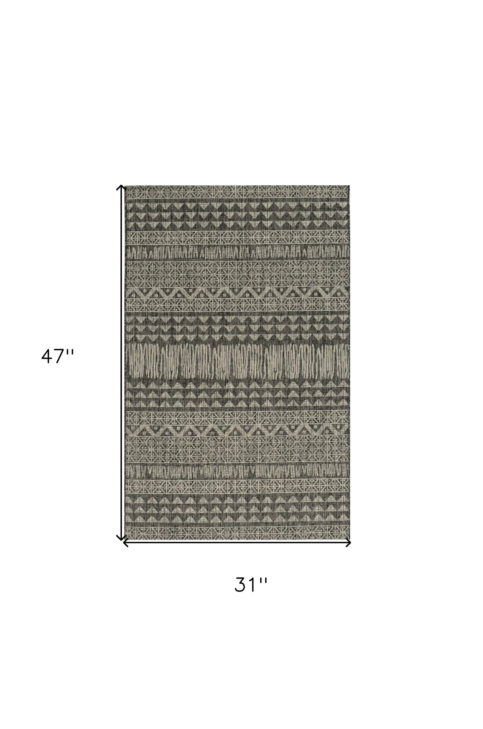 3' X 4' Charcoal Southwestern Indoor Outdoor Area Rug Homeroots