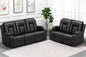 Recline Chair Set，Furniture 2PC Bonded Leather Recliner Set Living Room Set, Sofa, Loveseat（Black,Living Room Set3+2）-0