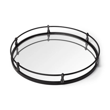 24" Silver Round Metal Indoor Outdoor Tray With Handles-1