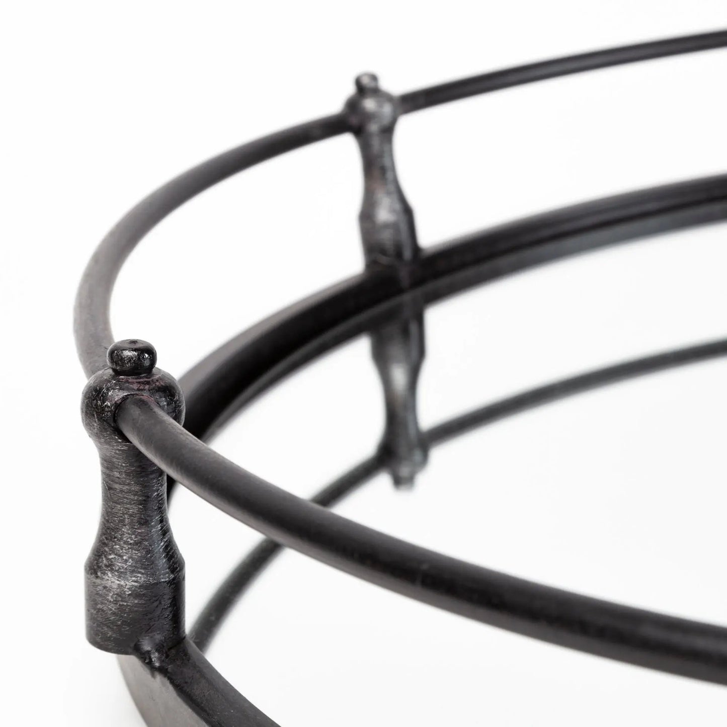 24" Silver Round Metal Indoor Outdoor Tray With Handles-5