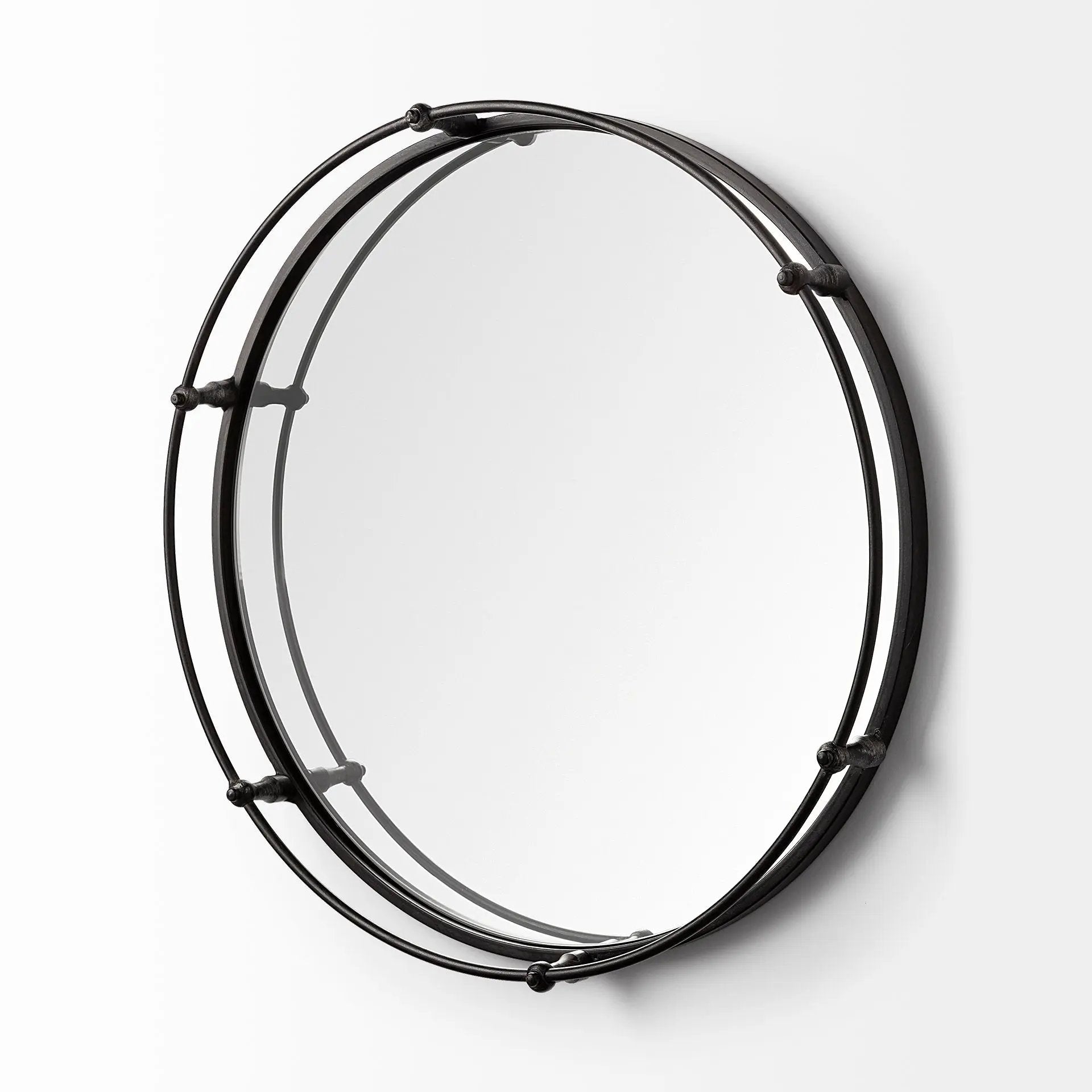 24" Silver Round Metal Indoor Outdoor Tray With Handles-3