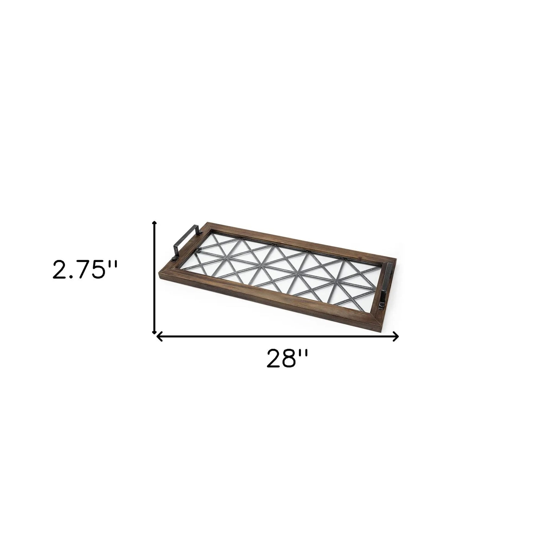 28" Brown Wood Indoor Outdoor Tray With Handles-6