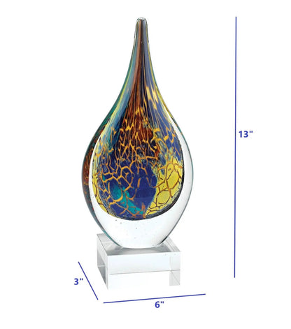 13" Blue and Yellow Murano Glass Modern Abstract Tabletop Sculpture-6