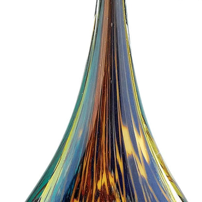 13" Blue and Yellow Murano Glass Modern Abstract Tabletop Sculpture-3
