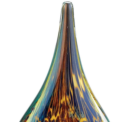 13" Blue and Yellow Murano Glass Modern Abstract Tabletop Sculpture-4