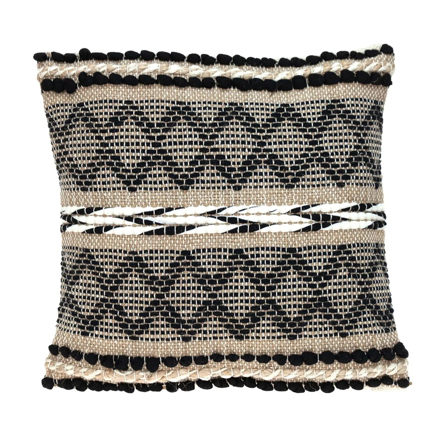 Black And Sand Woven Decorative Pillow Homeroots