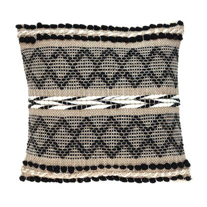 Black And Sand Woven Decorative Pillow Homeroots
