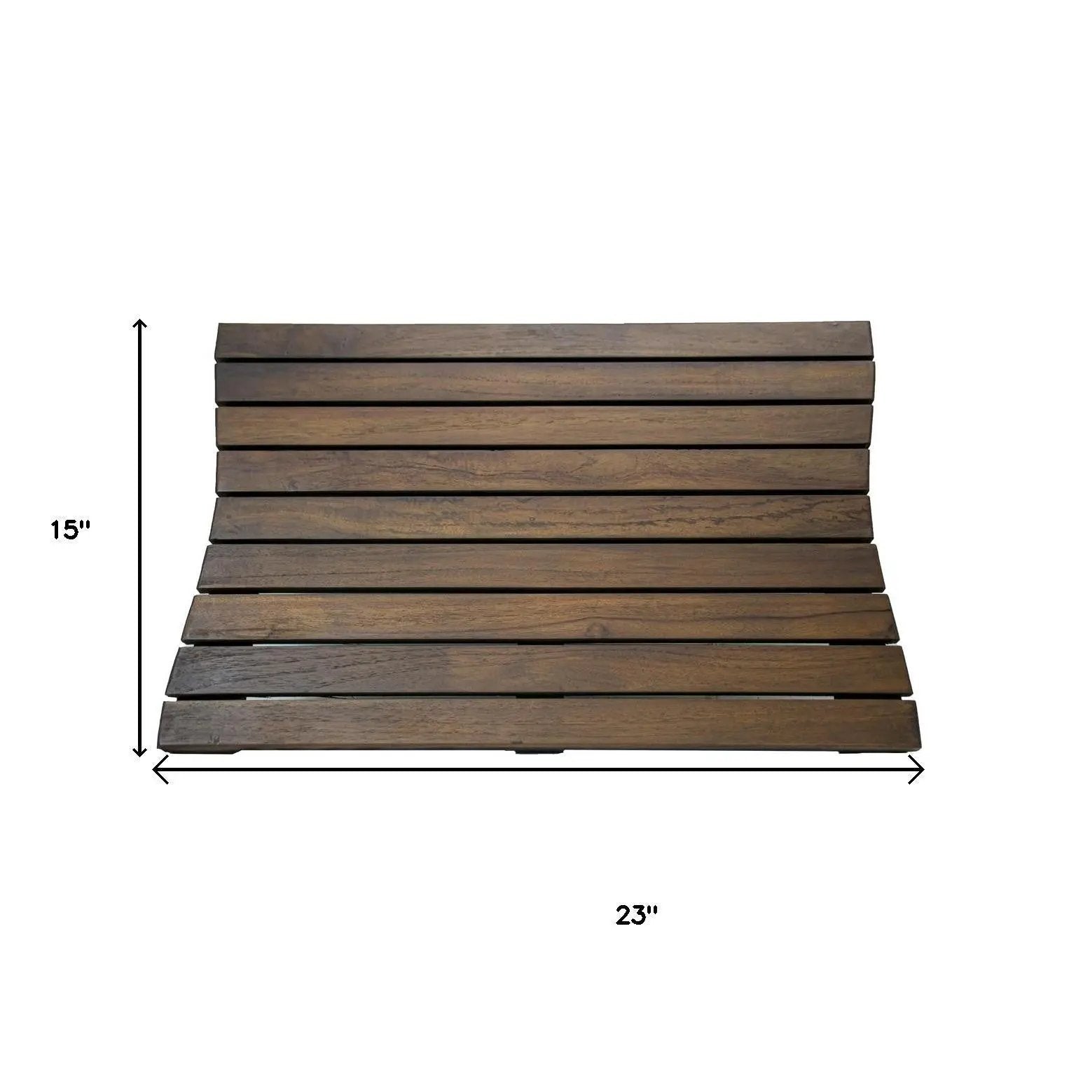 23" Dark Brown Teak Slat Non Slip Bath Mat-7