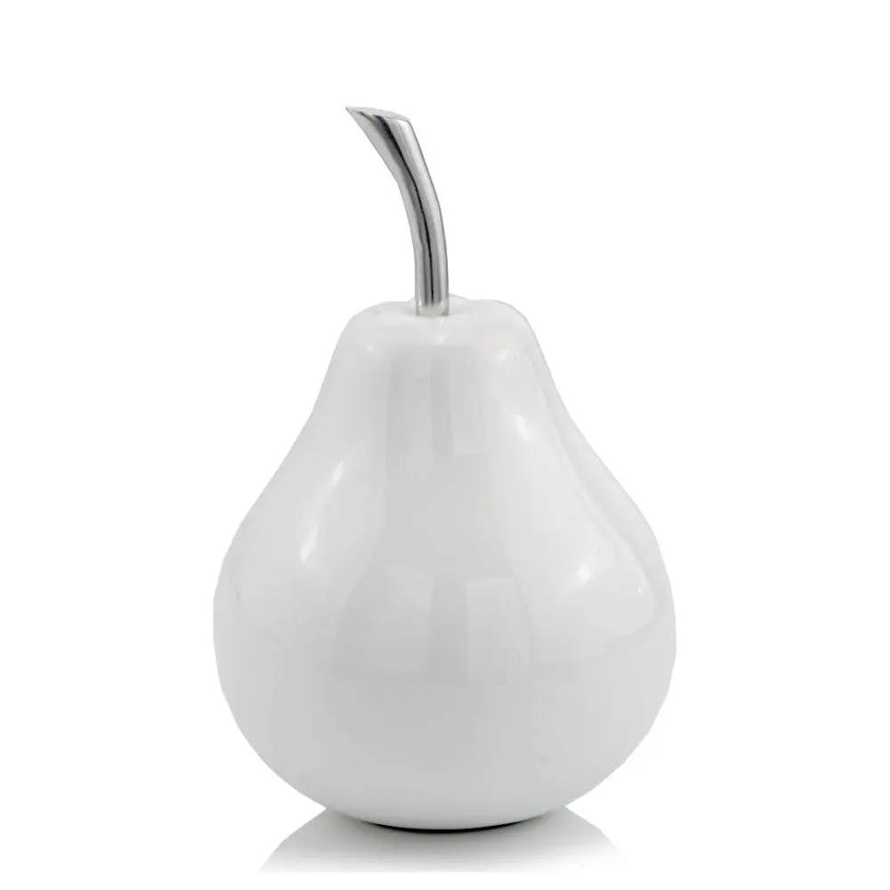 White Medium  Pear Shaped Aluminum Accent Home Decor-0