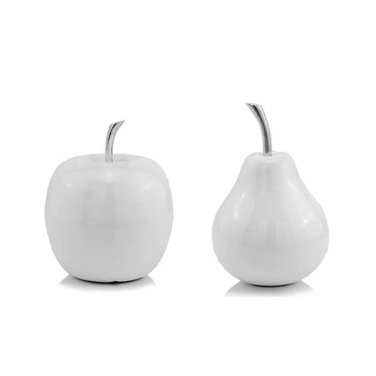White Medium  Pear Shaped Aluminum Accent Home Decor-2