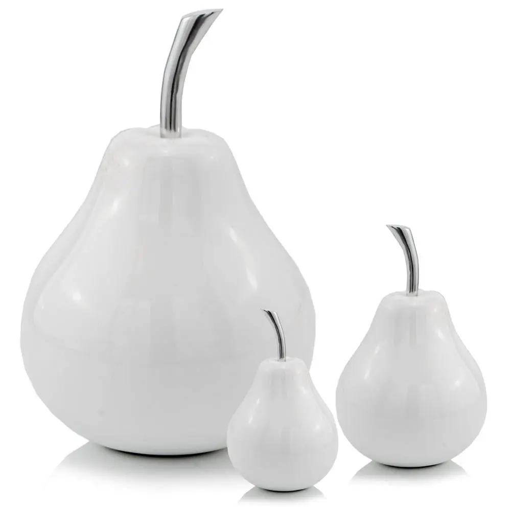 White Medium  Pear Shaped Aluminum Accent Home Decor-3