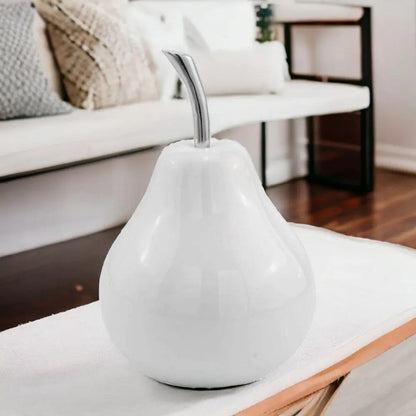 White Medium  Pear Shaped Aluminum Accent Home Decor-1