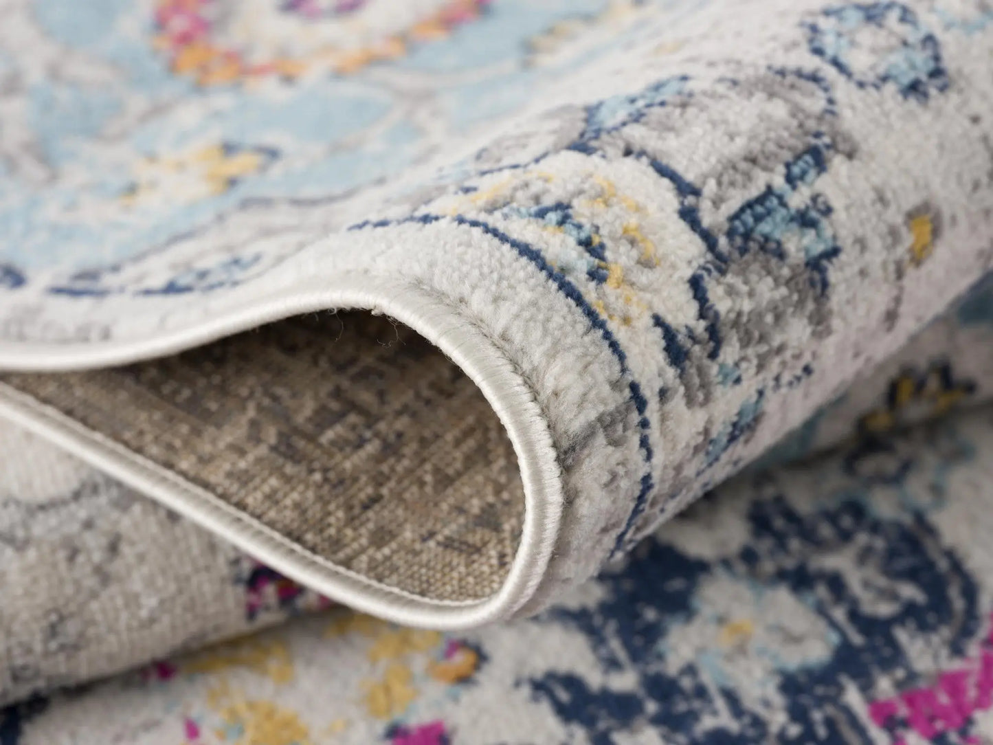 5' X 7' Blue and Ivory Floral Area Rug Homeroots