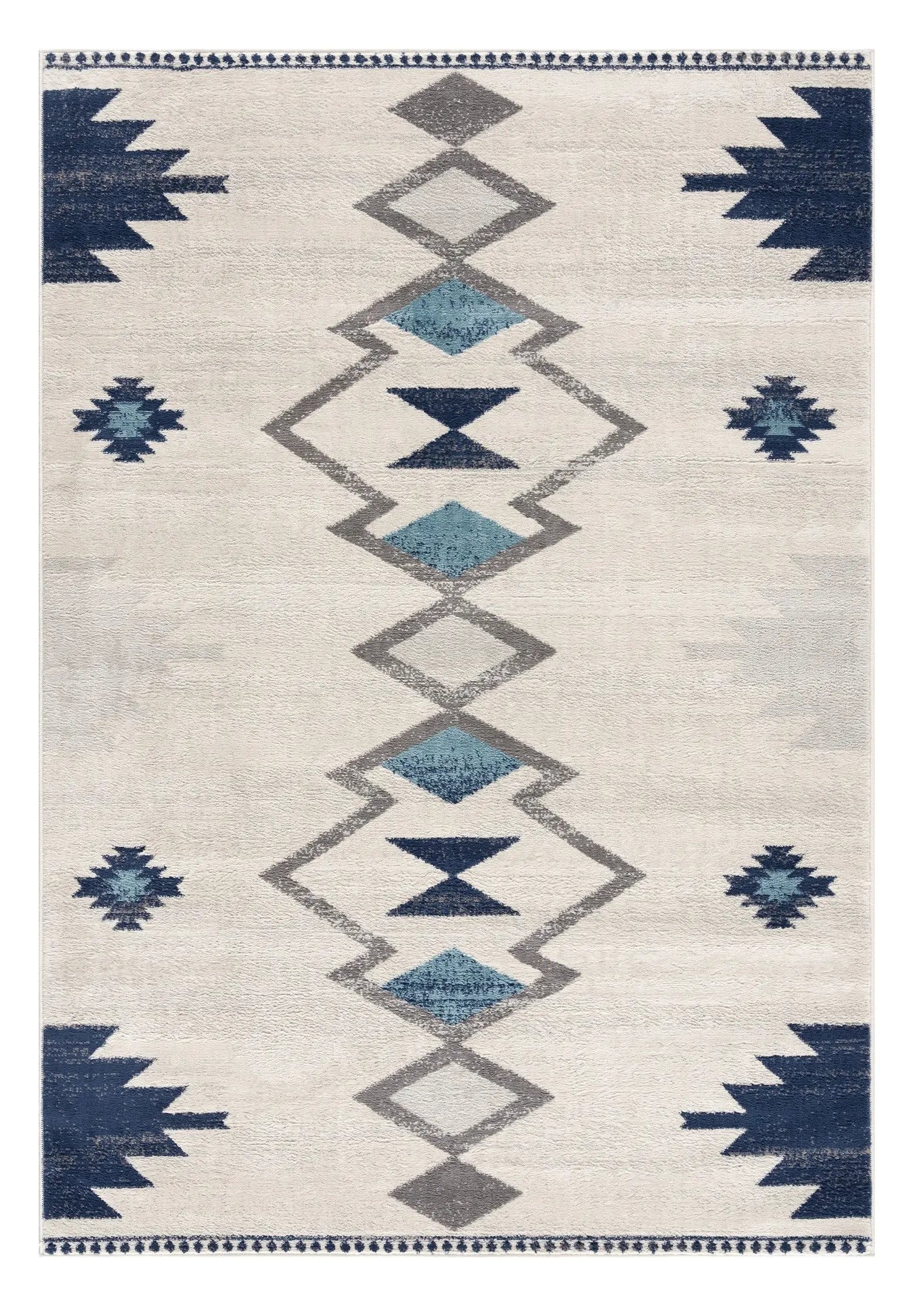 8' X 10' Blue and Ivory Southwestern Area Rug Homeroots