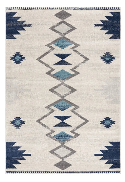 8' X 10' Blue and Ivory Southwestern Area Rug Homeroots