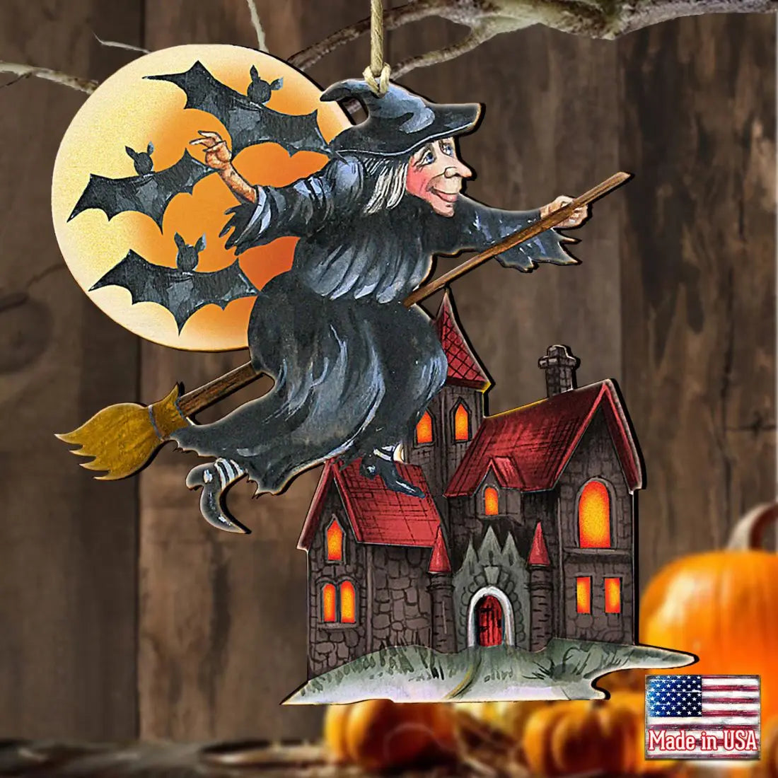 Witch Halloween Wooden Ornaments by G. DeBrekht - Thanksgiving Halloween Decor - 8114010 G. DeBrekht