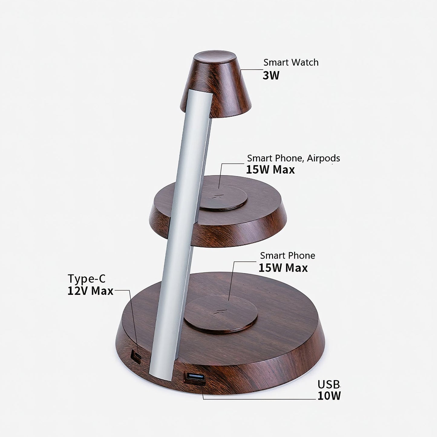 Smartphone, Earbuds, Smartwatch 3-In-One Wireless Charger Lampdepot