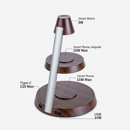 Smartphone, Earbuds, Smartwatch 3-In-One Wireless Charger Lampdepot