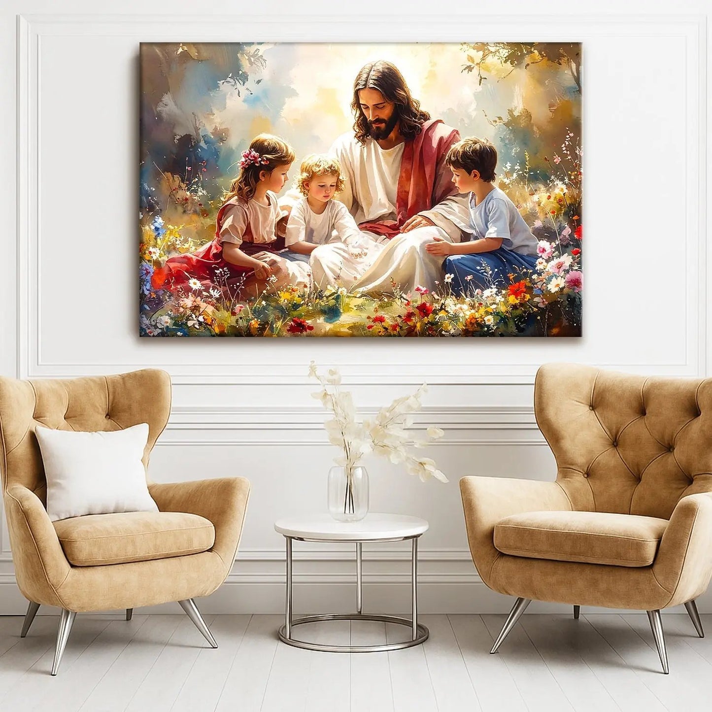 Jesus With Children Faith Wall Art II Tailored Canvases