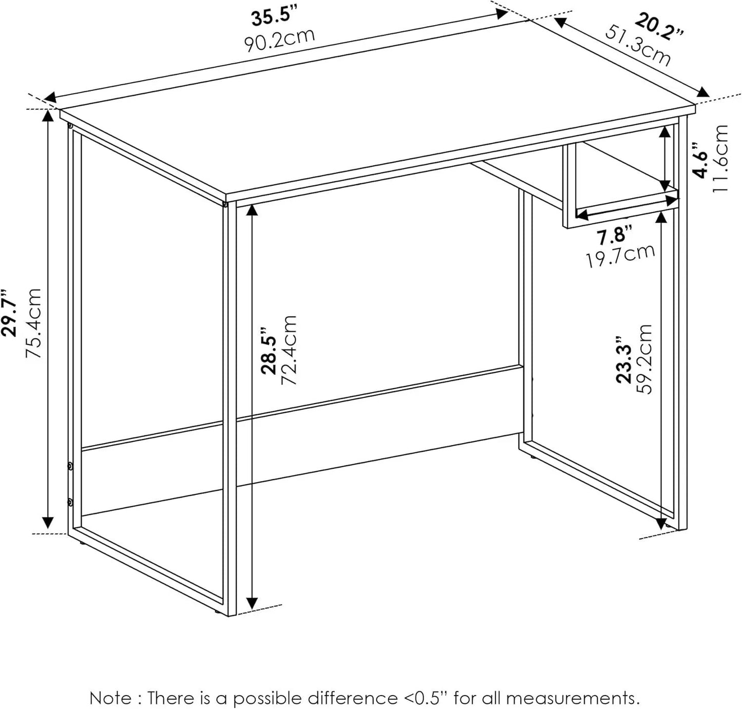 Moretti Lifestyle Study Desk, 35 Inches, Columbia Walnut-2