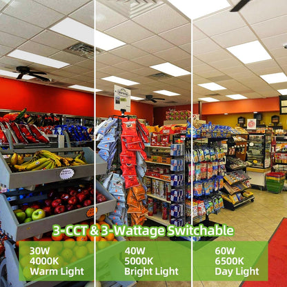 6 Pack 2X4 FT LED Flat Panel Troffer Light, 40/50/60W, CCT Selectable 4000K/5000K/6500K Drop Ceiling Office Lights, 115LM/W, 0-10V Dimmable Ultra Slim Recessed Back-Lit Fixture-3