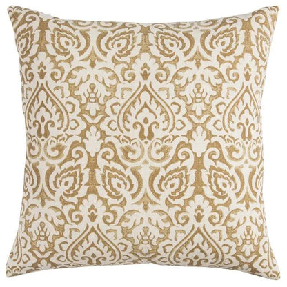 22" Gold And White Cotton Throw Pillow Homeroots
