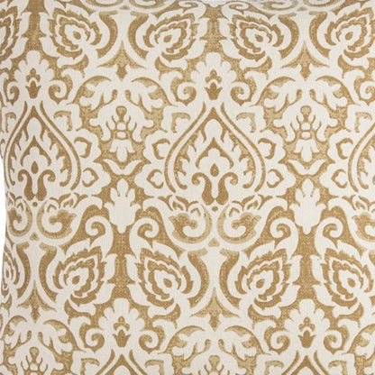 22" Gold And White Cotton Throw Pillow Homeroots