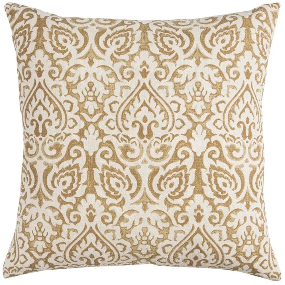 22" Gold And White Cotton Throw Pillow Homeroots