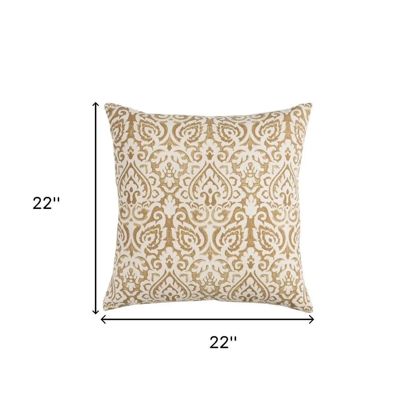 22" Gold And White Cotton Throw Pillow Homeroots