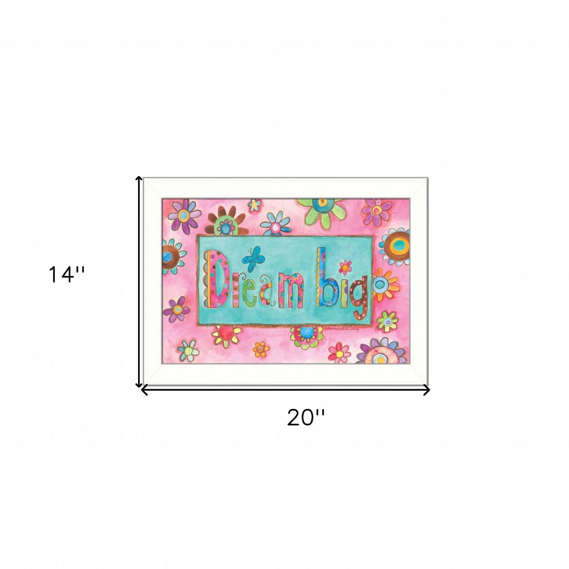 Dream Big Pink Motivational White Framed Print Wall Art Homeroots