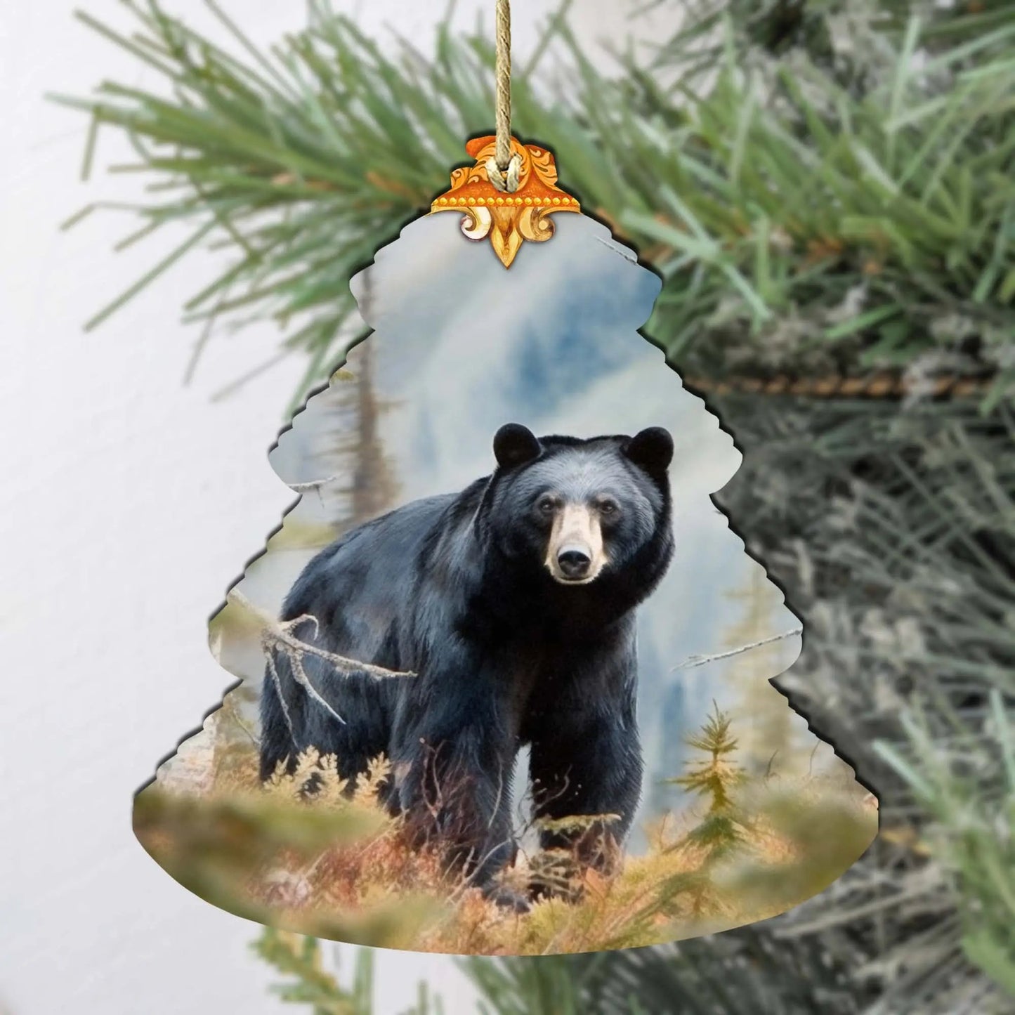 Alaskan Black Bear Tree Wooden Ornaments by G.Debrekht - Wildlife Holiday Decor - 870008 G. DeBrekht