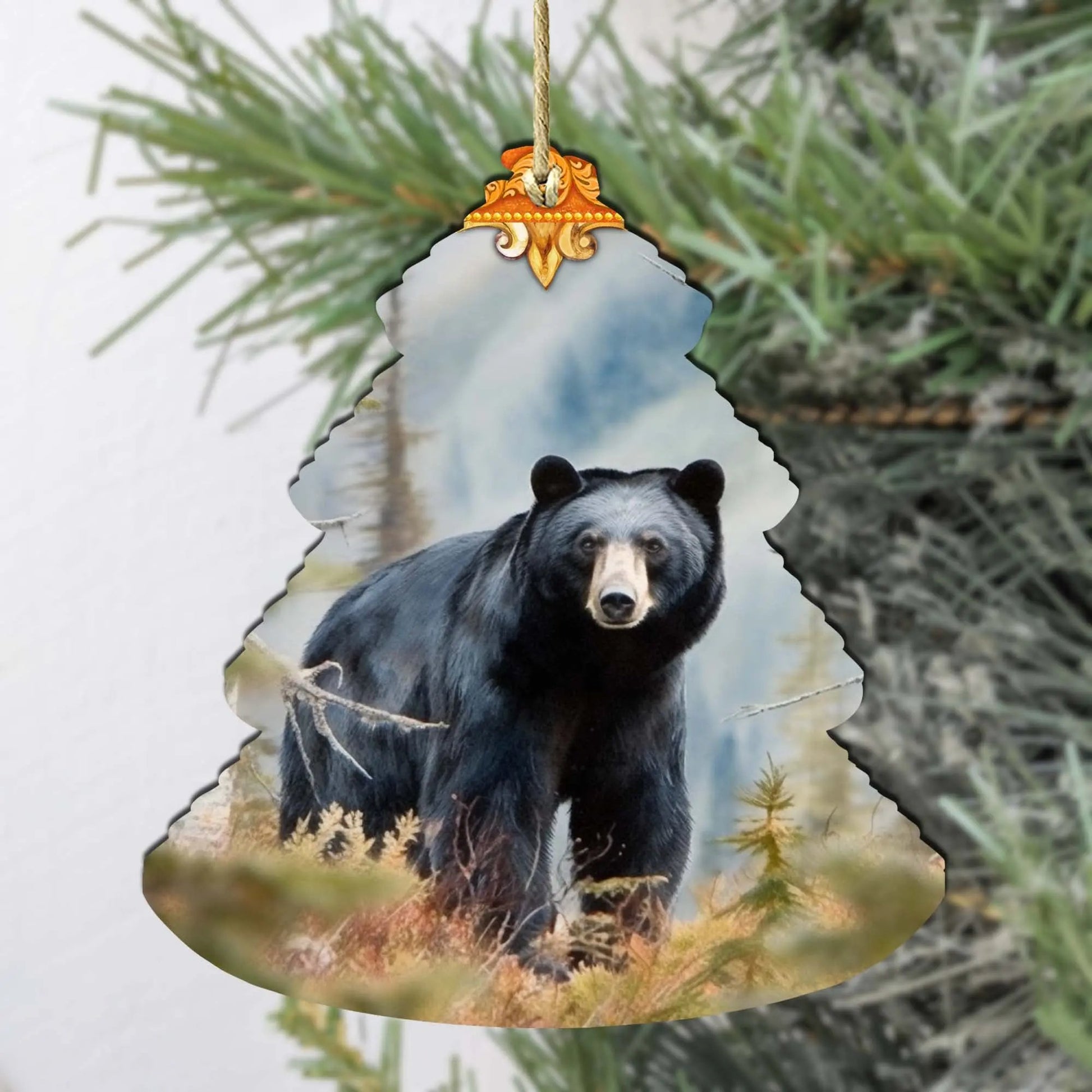 Alaskan Black Bear Tree Wooden Ornaments by G.Debrekht - Wildlife Holiday Decor - 870008 G. DeBrekht