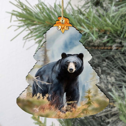 Alaskan Black Bear Tree Wooden Ornaments by G.Debrekht - Wildlife Holiday Decor - 870008 G. DeBrekht
