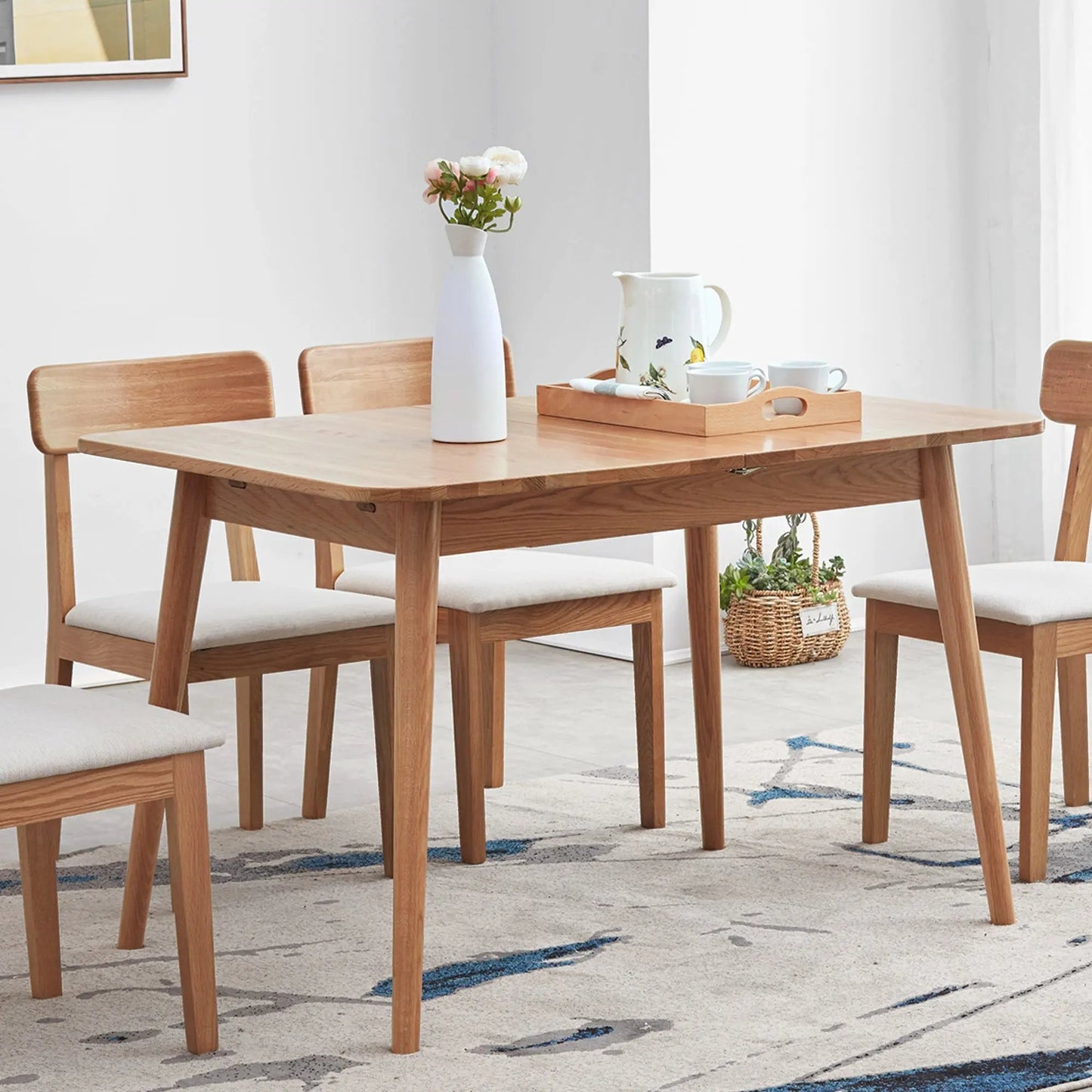 Natural Solid Oak Round Corner Dining Table G-BlakHom