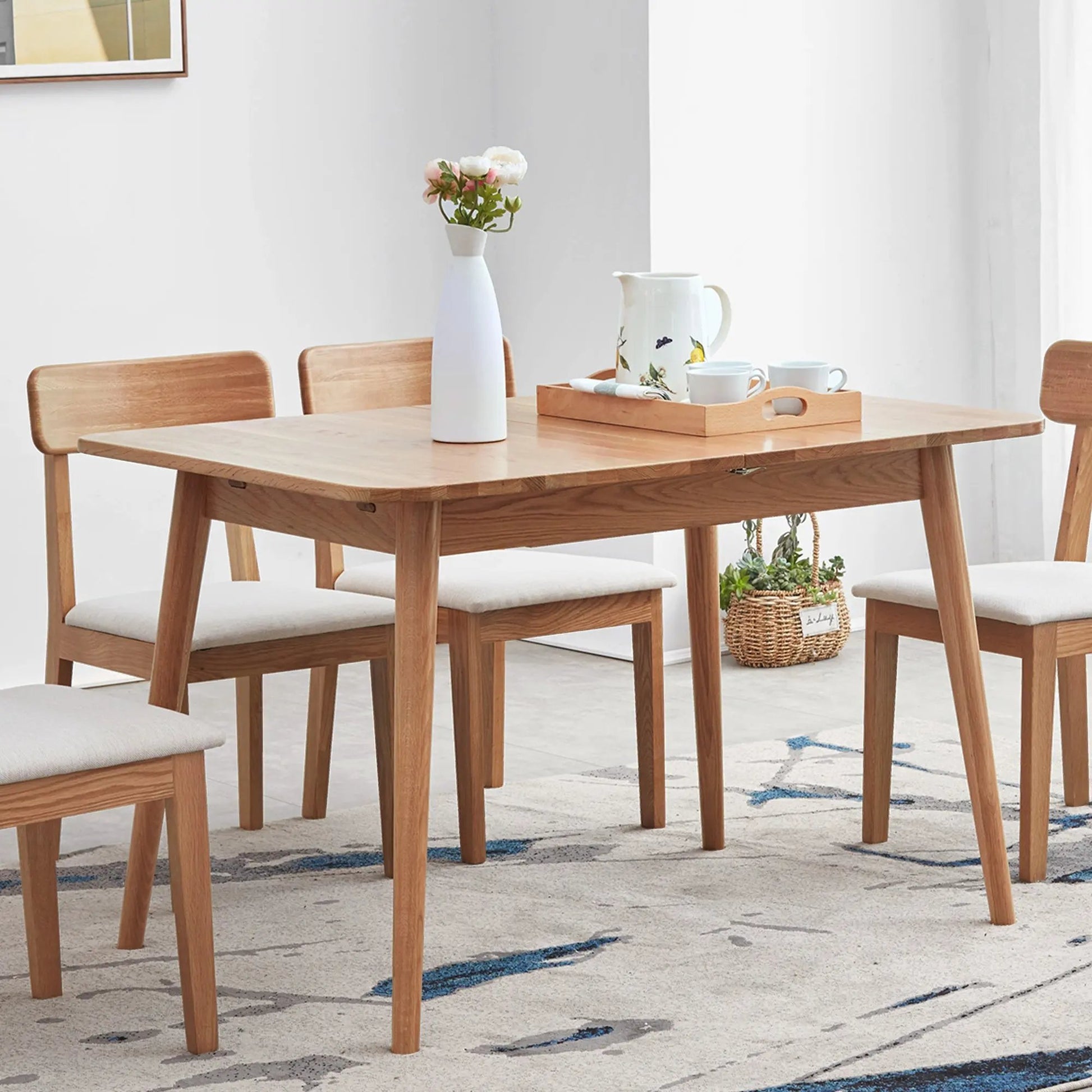 Natural Solid Oak Round Corner Dining Table G-BlakHom