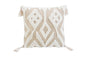 17" X 17" Beige And White Ikat Zippered Polyester Throw Pillow With Tassels Homeroots
