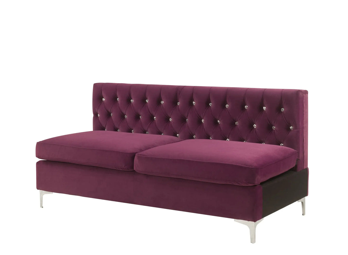 69" Burgundy Velvet Modular Sofa With Silver Legs Homeroots