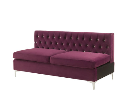 69" Burgundy Velvet Modular Sofa With Silver Legs Homeroots