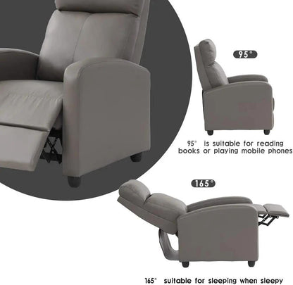 Recliner Chair Single Sofa Winback Chair Home Theater Seating Modern Reclining Chair Easy Lounge with Padded Seat PU Leather Padded Seat Backrest for Living Room Reading Chair Recliner Sofa-2