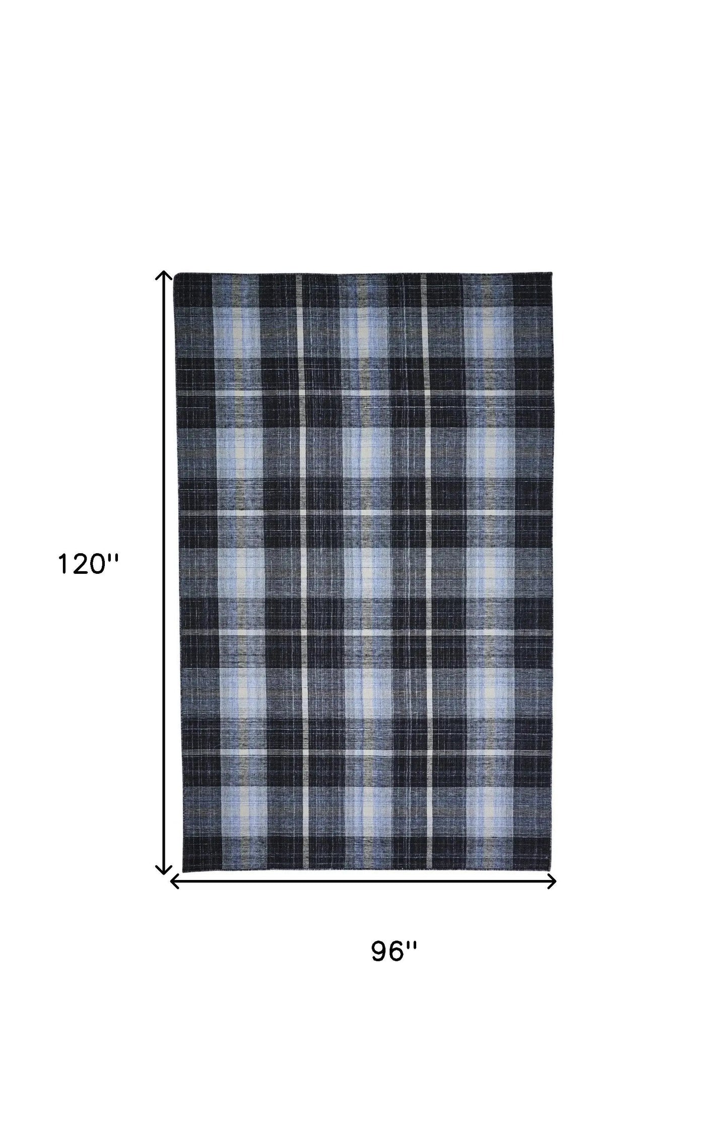 8' X 10' Black Blue And White Abstract Hand Woven Stain Resistant Area Rug-2