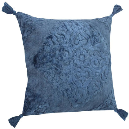 20" Blue Throw Pillow with Tassels-1