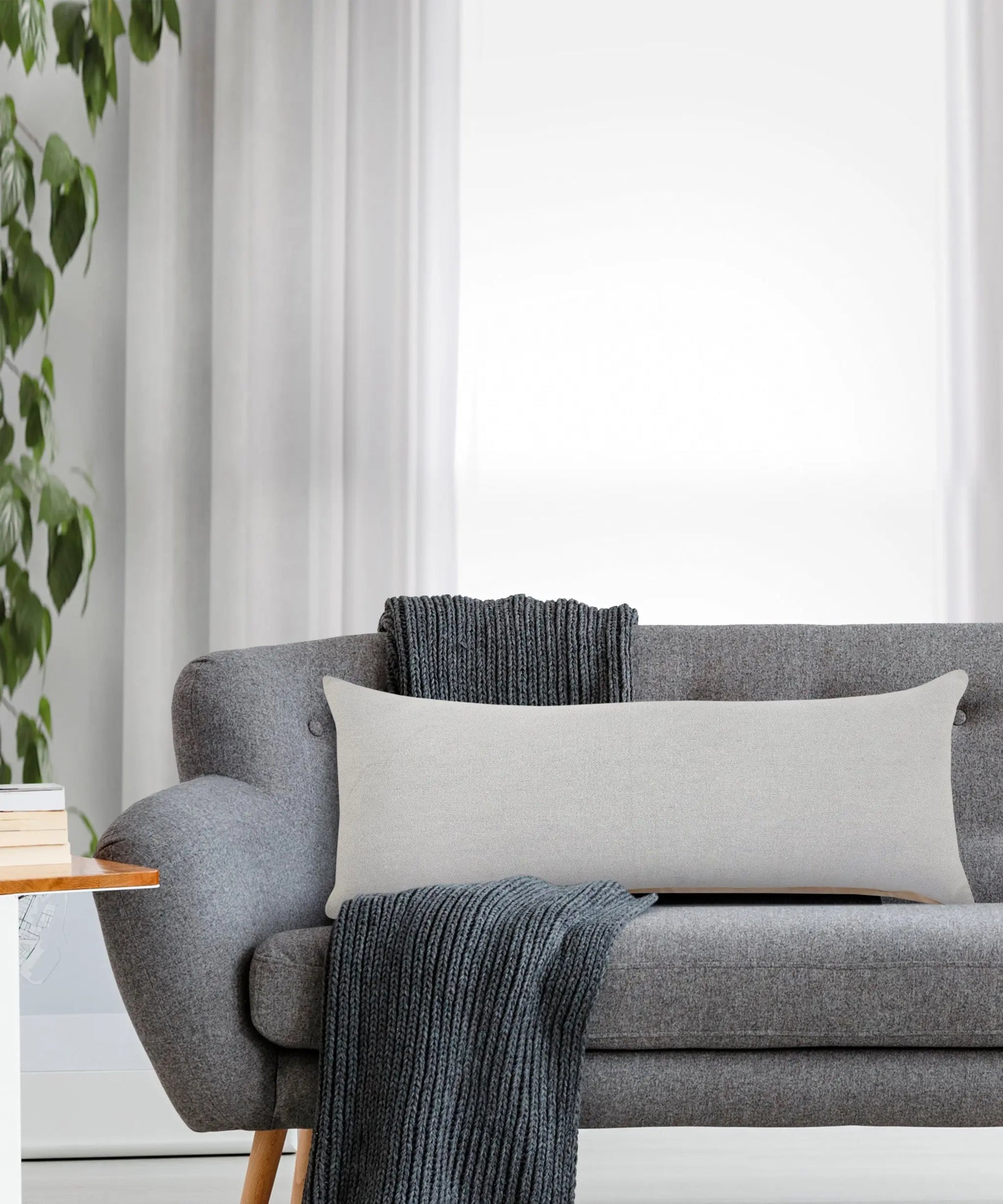 14" X 36" Light Gray Cotton Throw Pillow Homeroots