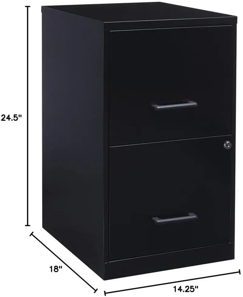 Metal 2 Drawer Letter File Cabinet in Black-2