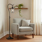 60" Antiqued Bronze Lantern Style Floor Lamp With Glass and Metal Shade-0
