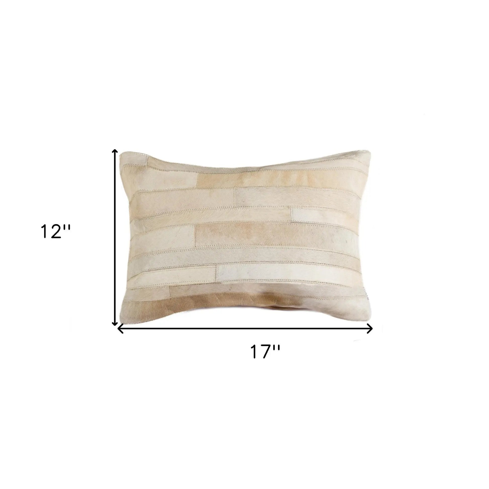 12" X 20" Natural Patchwork Cowhide Lumbar Throw Pillow Homeroots