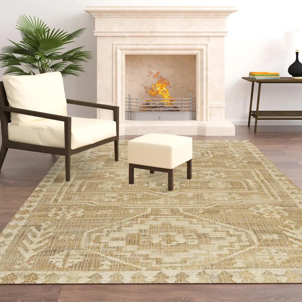 5' X 8' Brown Medallion Hand Woven Area Rug-7