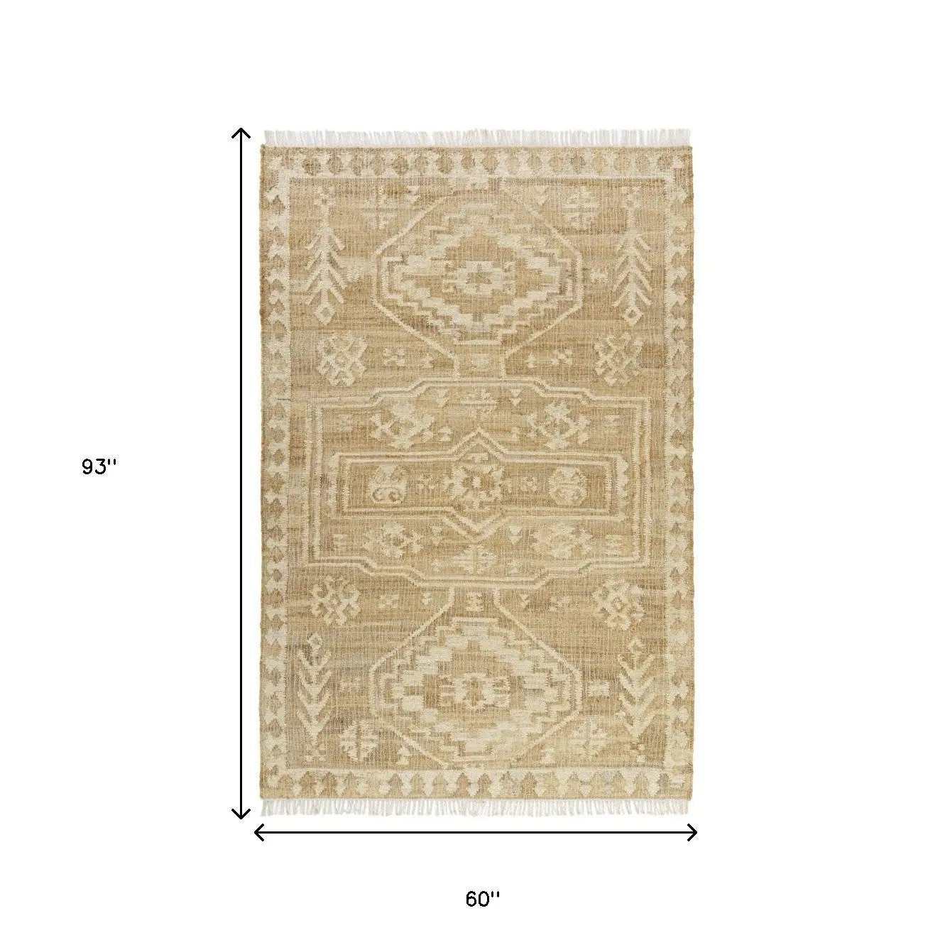 5' X 8' Brown Medallion Hand Woven Area Rug-2