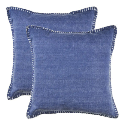 Set of Two Blue Cotton Throw Pillow Homeroots