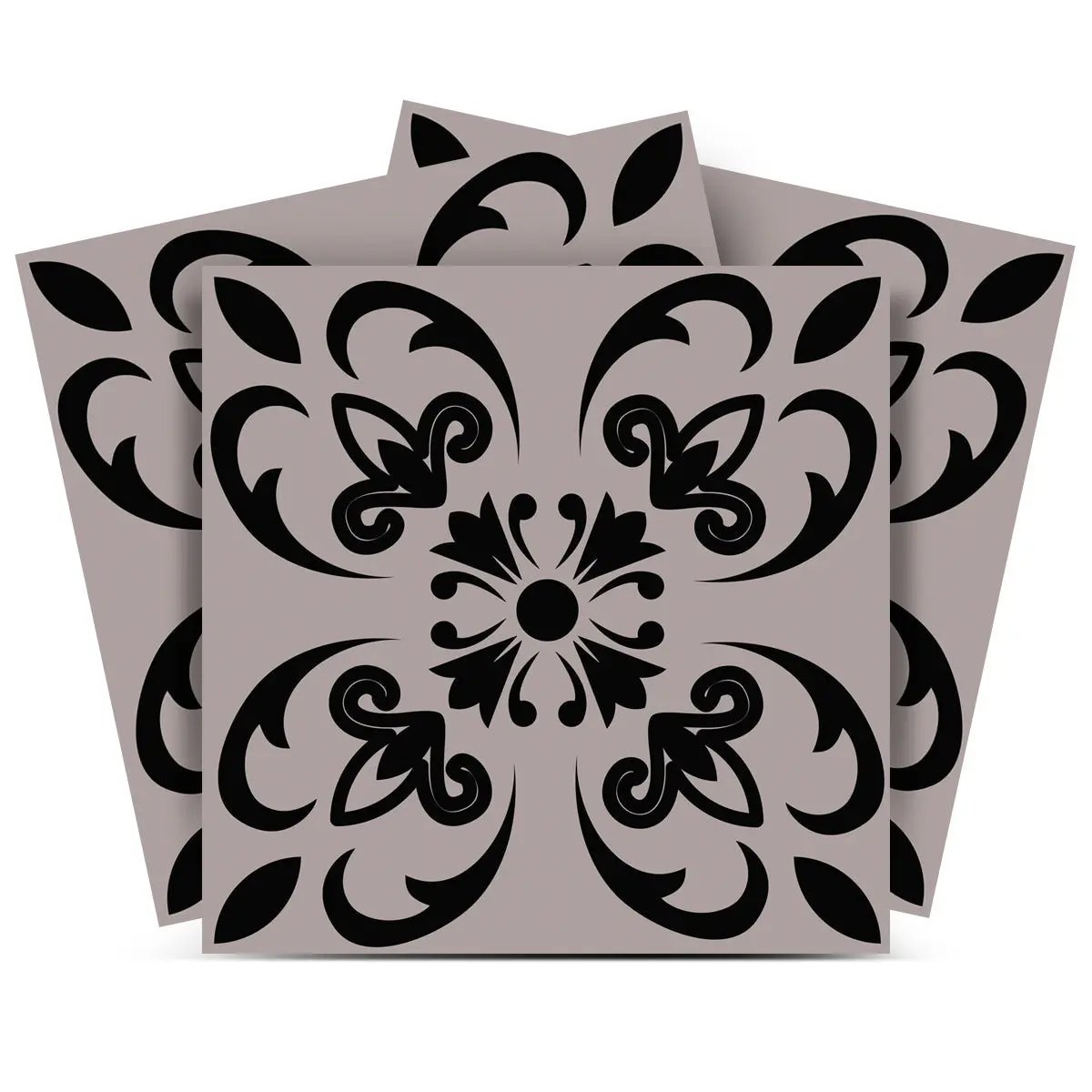 12" X 12" Black and White Orchid Peel and Stick Removable Tiles-0