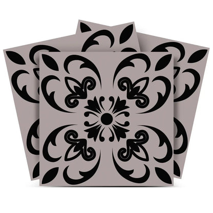 12" X 12" Black and White Orchid Peel and Stick Removable Tiles-0